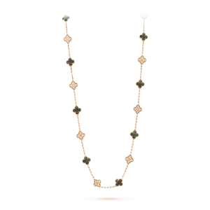 Vintage Alhambra long necklace, 20 motifs 18K rose gold, Diamond, Mother-of-pearl VCARP2R000