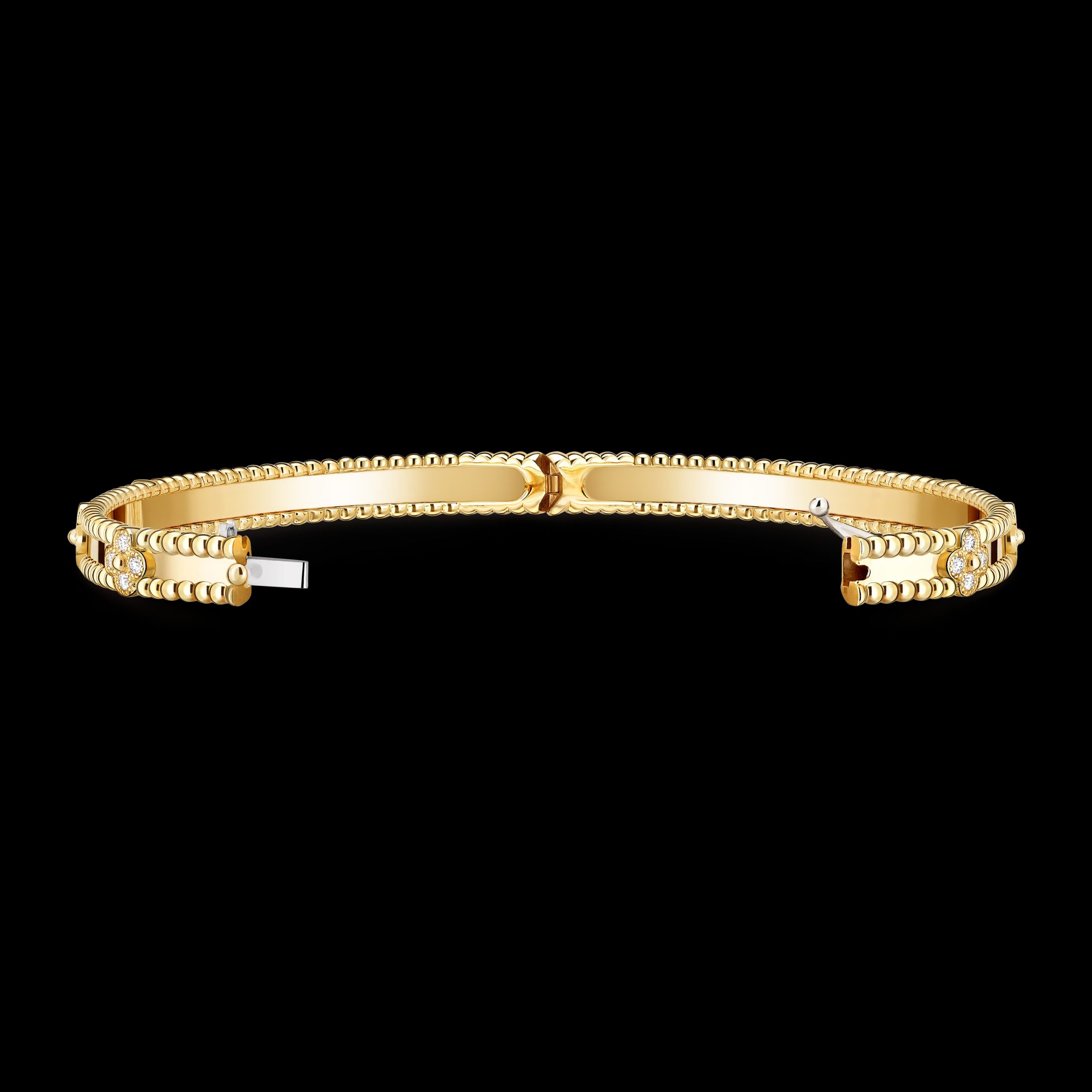 Perlée sweet clovers bracelet, medium model18K yellow gold, Diamond van cleef arpels vca