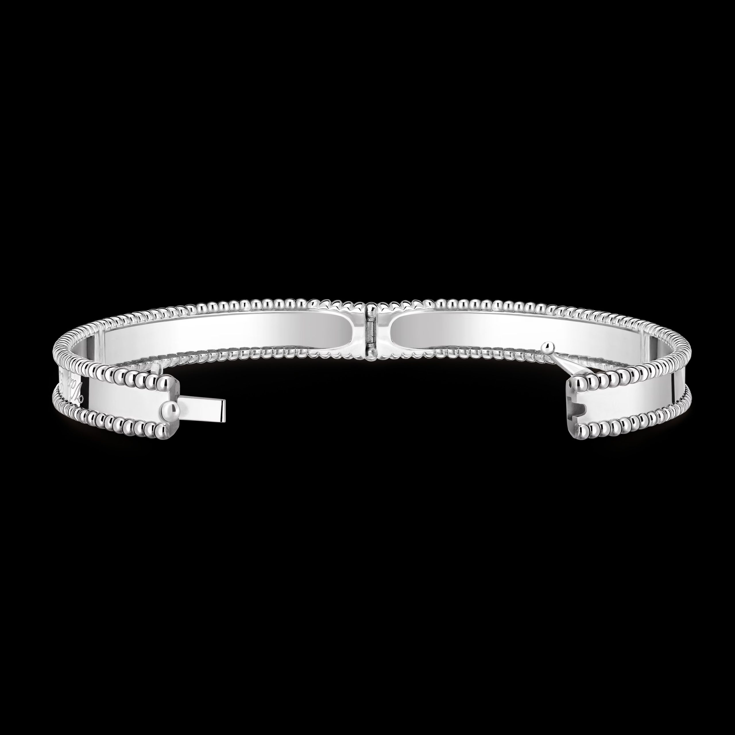 Perlée signature bracelet, medium model18K white gold