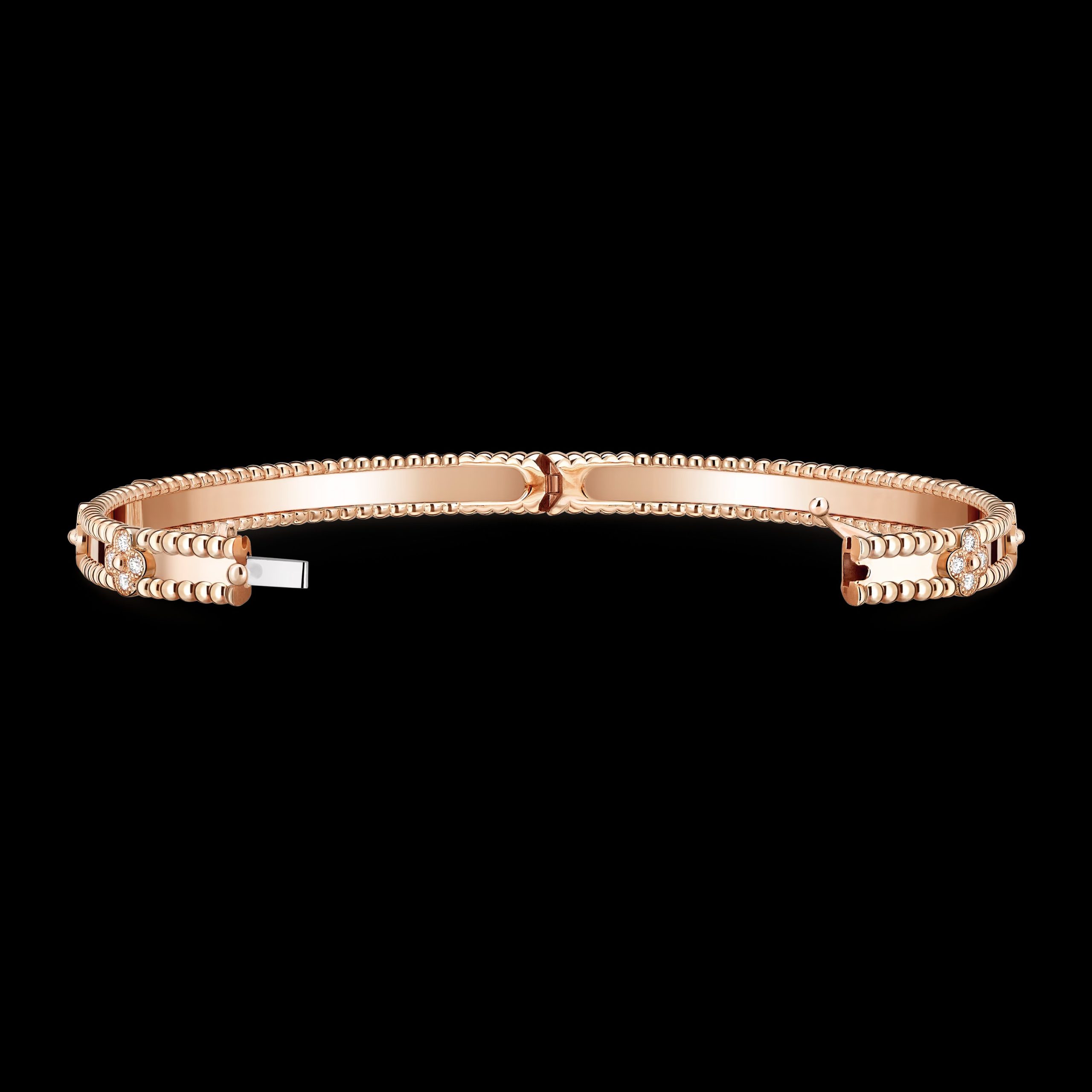 Perlée sweet clovers bracelet, medium model18K rose gold, Diamond