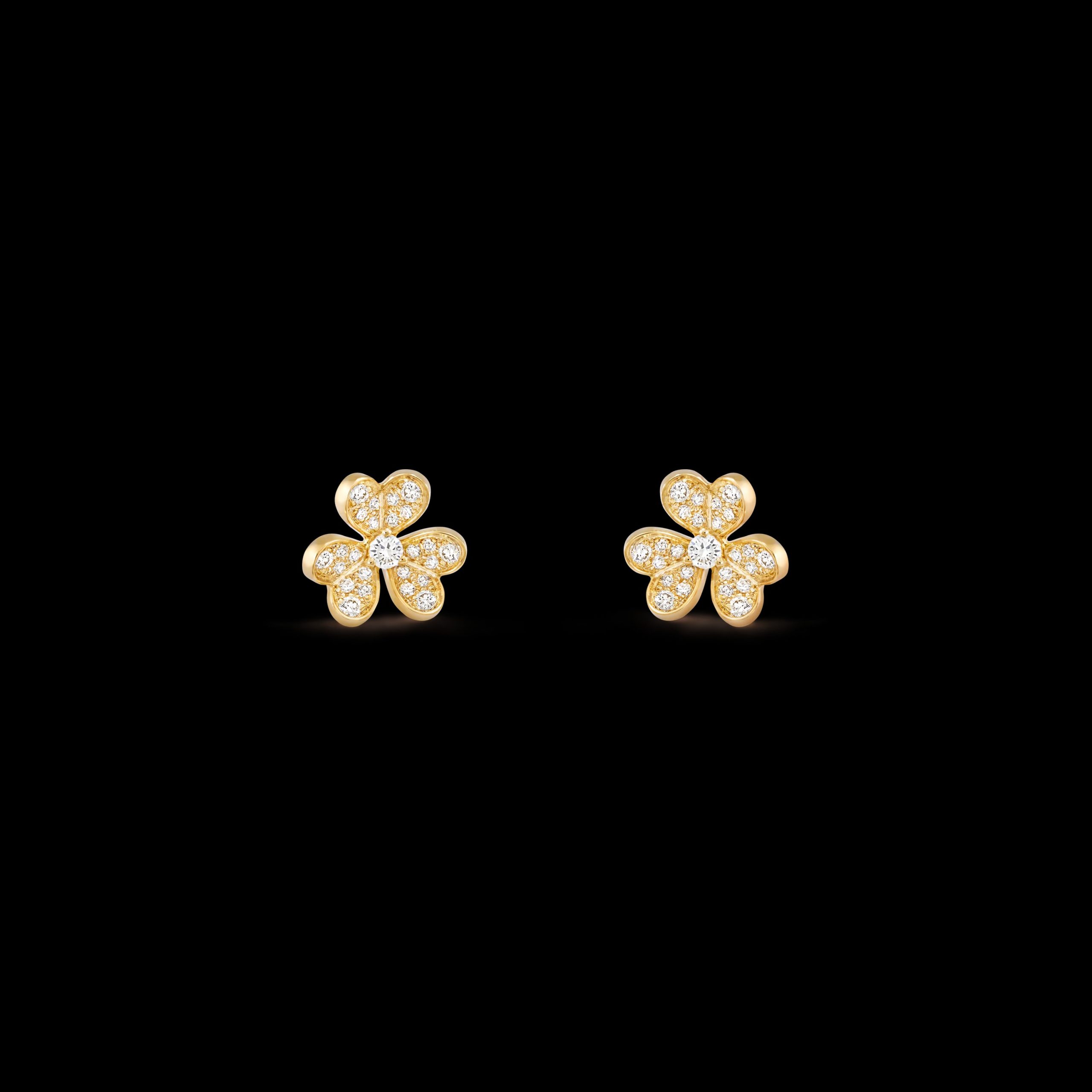 Frivole earrings, mini model 18K yellow gold, Diamond VCARP24200